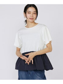 【SALE／50%OFF】《大きいサイズ》ドッキングペプラムカットソー INED イネド トップス カットソー・Tシャツ ホワイト ネイビー ブルー【RBA_E】【送料無料】[Rakuten Fashion]