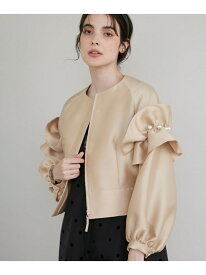 【SALE／60%OFF】《大きいサイズ》ショルダーフリルブルゾン Maglie par ef-de マーリエ ル カセット ジャケット・アウター ブルゾン・ジャンパー ベージュ ブラック【RBA_E】【送料無料】[Rakuten Fashion]