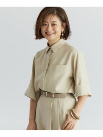 【SALE／50%OFF】《大きいサイズ》辛口モードなワイドスリーブシャツ《三尋木奈保コラボ》 INED イネド トップス シャツ・ブラウス ベージュ グレー【RBA_E】【送料無料】[Rakuten Fashion]