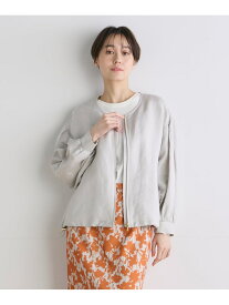 【SALE／30%OFF】【セットアップ対応】《INED CLAROI》ノーカラーブルゾン INED イネド ジャケット・アウター ブルゾン・ジャンパー ブルー グレー【RBA_E】【送料無料】[Rakuten Fashion]