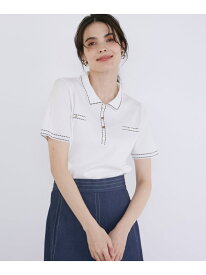 ポロ衿ニット Maglie par ef-de マーリエ ル カセット トップス ニット ホワイト レッド ネイビー【送料無料】[Rakuten Fashion]