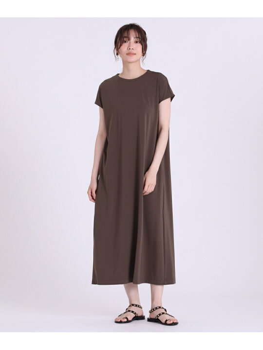楽天市場 カットマキシワンピース Ined イネド ワンピース 半袖ワンピース カーキ グレー ネイビー 送料無料 Rakuten Fashion Ined イネド