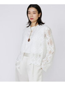 【SALE／50%OFF】レースジャケット INED イネド ジャケット・アウター ノーカラージャケット ホワイト ブラック【RBA_E】【送料無料】[Rakuten Fashion]