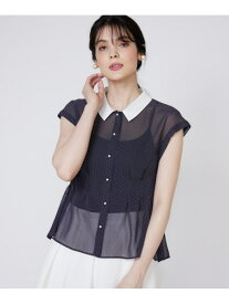 【SALE／50%OFF】衿配色シアードットブラウス Maglie par ef-de マーリエ ル カセット トップス シャツ・ブラウス ブラック ネイビー【RBA_E】【送料無料】[Rakuten Fashion]