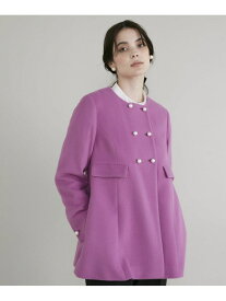 【SALE／60%OFF】《プラスサイズ》パールボタンミドルコート Maglie par ef-de マーリエ ル カセット ジャケット・アウター その他のジャケット・アウター ピンク ブラック【RBA_E】【送料無料】[Rakuten Fashion]