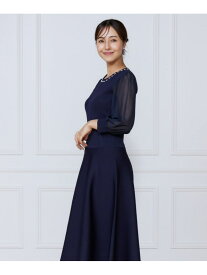 【SALE／10%OFF】ジャガードニット袖シフォンワンピース ef-de Black イネド ワンピース・ドレス その他のワンピース・ドレス ネイビー ブラック【RBA_E】【送料無料】[Rakuten Fashion]