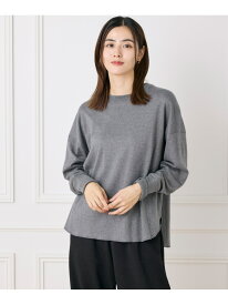 クルーネックニット《オーガニックエアーコットン》 I.T.'S. international イッツインターナショナル トップス ニット グレー ネイビー【送料無料】[Rakuten Fashion]