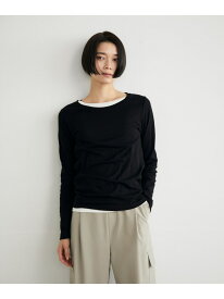 【SALE／10%OFF】コットンクルーネックシアーロングTシャツ INED イネド トップス カットソー・Tシャツ ホワイト ブラック【RBA_E】【送料無料】[Rakuten Fashion]