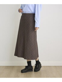 【SALE／50%OFF】リングヤーンAラインチェックスカート I.T.'S. international イッツインターナショナル スカート ロング・マキシスカート ブラウン ブラック【RBA_E】【送料無料】[Rakuten Fashion]