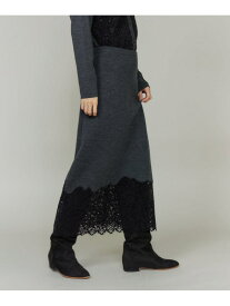 【SALE／30%OFF】レースニットスカート INED イネド スカート ロング・マキシスカート グレー ブラック【RBA_E】【送料無料】[Rakuten Fashion]