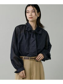 【SALE／40%OFF】《大きいサイズ》シャドーボーダーボウタイブラウス INED イネド トップス シャツ・ブラウス ブルー ブラウン ブラック【RBA_E】【送料無料】[Rakuten Fashion]