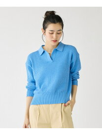 【SALE／53%OFF】スキッパーケーブル衿ニットプルオーバー I.T.'S. international イッツインターナショナル トップス ニット グレー ブルー【RBA_E】【送料無料】[Rakuten Fashion]