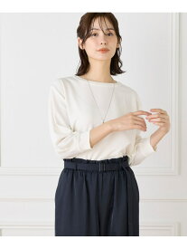 【SALE／10%OFF】《大きいサイズ》異素材リブ 七分袖プルオーバー Le Souk イネド トップス カットソー・Tシャツ ブラック ホワイト グレー【RBA_E】【送料無料】[Rakuten Fashion]