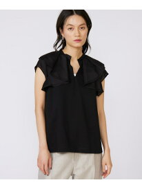 【SALE／50%OFF】《大きいサイズ》ラッフルカラードッキングプルオーバー INED イネド トップス カットソー・Tシャツ ブラック ホワイト【RBA_E】【送料無料】[Rakuten Fashion]