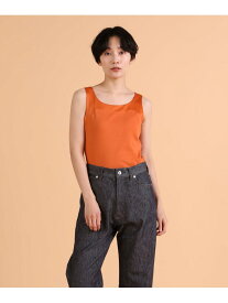 サテン切り替えタンクトップ《スビン綿MIXフライス》 I.T.'S. international イッツインターナショナル トップス ノースリーブ・タンクトップ ホワイト オレンジ グレー レッド ブラウン グリーン ブラック イエロー ネイビー ブルー[Rakuten Fashion]