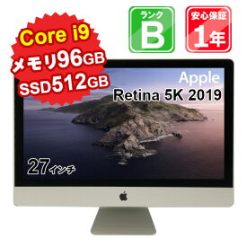【中古】中古 パソコン デスクトップパソコン Apple iMac Retina 5K 2019 A2115 Core i9 3.6GHz メモリ96GB SSD512GB 27インチ MacOS Catalina WebCamera有 1年保証