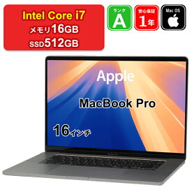 【レビュー特典：延長保証】【中古】Apple MacBook Pro 16インチ 2019 A2141 Core i7 メモリ16GB SSD512GB スペースグレイ Retinaディスプレイ Mac OS Sequoia 英語K/B 1年保証 パソコン ノートパソコン
