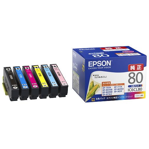 <BR>EPSON純正インク　<BR>IC6CL80　６色セット