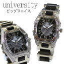 ユニバーシティー UNIVERSITY 【ドラマ DIVER ダイバー 着用モデル！】 ビッグフェイス ラージ 重厚感 存在感のある腕時計 カレンダー付き メンズ 腕時計 父の日 K&Yu計 福袋 初売り US203 ステンレス ブランド 人気 おしゃれ ラグジュアリー 記念日 プレゼント ブラック