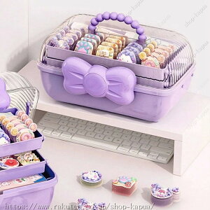 アクセサリー収納ボックス 大容量 3段 子供用 キッズ 女の子 リボン ヘアアクセサリー 小物入れ 髪飾り ヘアピン ヘアゴム 収納ケース たっぷり ハンドル付き 持ち運び 整理 宝石箱 バスケッ