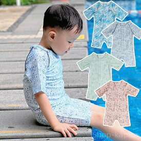 【送料無料】送ジュニア 花 魚 半袖 スクール水着 girl boy オールインワン 73~100cm ボイズ ガールズ 男の子 男女兼用 子供水着