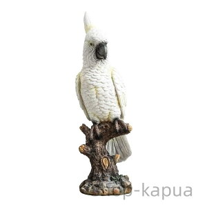 【送料無料】置物 木に止まる鳥 リアルな毛並み (オウムxホワイト)