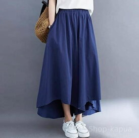 【送料無料】ットン 綿 リネン ウエストゴム ハイウエスト ポケット ストリート オーバーサイズ 9分丈 ガウチョパンツ レディース ボトムス