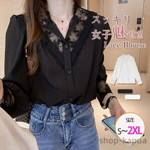 【送料無料】シャツ ブラウス レース レディース 長袖 白 透け感 インナー ボトルネック トップス オールシーズン おしゃれ 立ち襟 花柄刺繍 きれいめ 通勤 結婚式 披露宴 パーティー