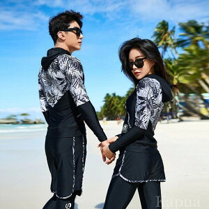 【送料無料】大きいサイズ カップル水着 ブラック 黒 セット レディース水着 冬ラッシュガード メンズ スーツ ウエット 秋 水着 ダイビング