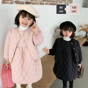 中綿コート キッズ アウター キッズコート 2点セット ワンピース ジャケット 女の子 ふわふわ 厚手 キッズ ブルゾン 可愛い 長袖 上着 フードなし ボアコート 子供服 韓国 秋冬 ジャンパー あ