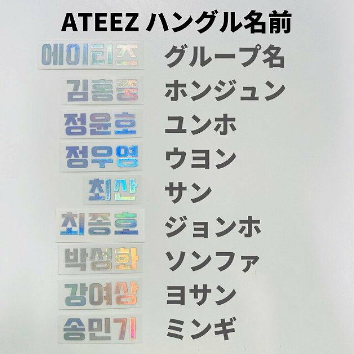 楽天市場】K-POPグッズ ATEEZ エーティーズ ホログラムステッカー 名前 