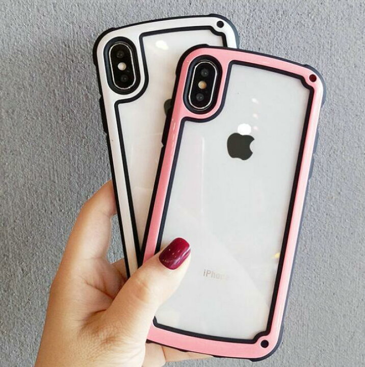 楽天市場 売り切りsale メール便 送料無料 Iphone スマホケース 縁取り ブラック Iphone7 Iphone8 Iphonex Iphonexs インスタ クリア スキンシート おしゃれ プリ おそろ 韓国コスメショップlady