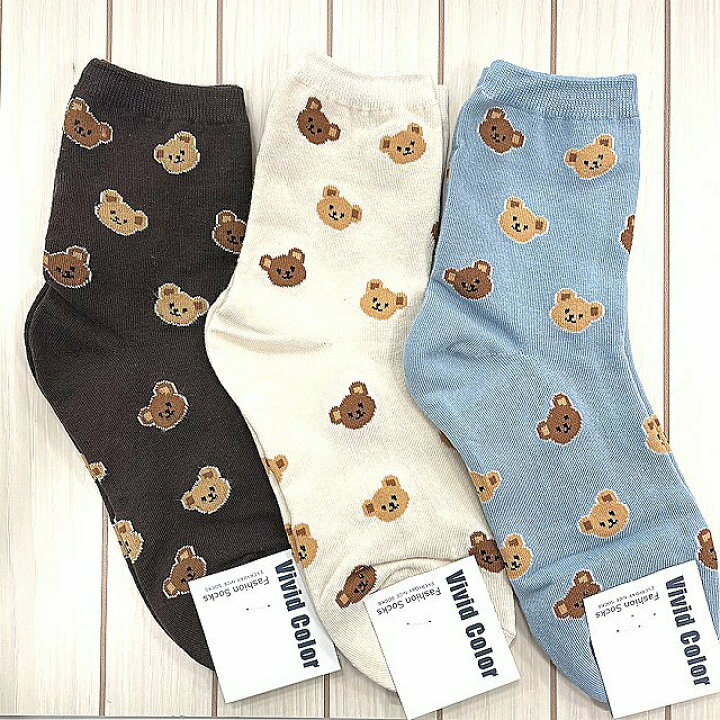 楽天市場 メール便6足までｏｋ 靴下 レディース 韓国ソックス くま ベアー かわいい インスタ 人気 韓流 オルチャン 韓国 コスメショップlady