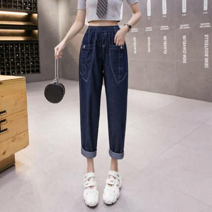 デニムパンツ 春 夏 秋 レディース ロング ブルーデニム ポケット ウエストゴム 無地 10代 20代 30代 40代 ママ 公園デビュー お出かけ デート 普段使い 休日 キャンパス アウトドア 大人可愛い シンプル カジュアル おしゃれ かっこいい こなれ感 ラフ メンズ ... かわいい花柄サブリナパンツdemidemi