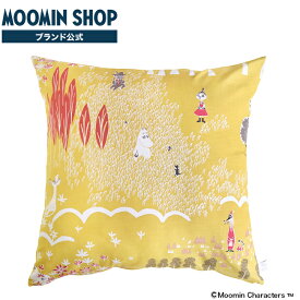 MOOMIN TRIBUTE WORKS クッションカバー 60×60cm ここにいるよ イエロー 北欧 かわいい 布 チャック ファスナー インテリア 鈴木マサル ムーミン スニフ スナフキン ミイ ミィ ミー フローレン ムーミンママ ロッドユール スティンキー フィリフヨンカ