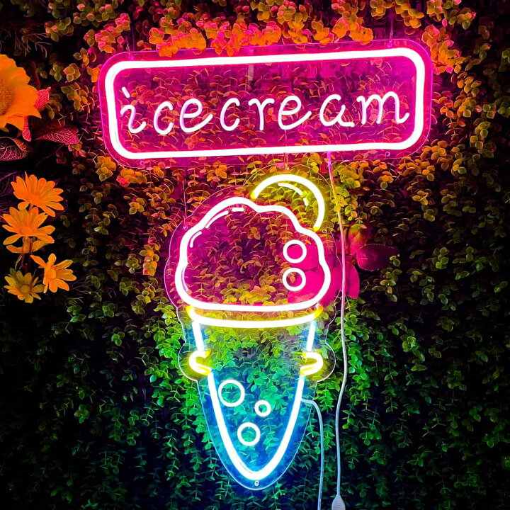 楽天市場】ネオンサイン 「ice cream」壁掛け アイスクリーム LED 