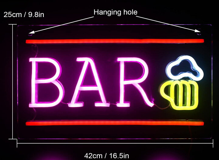 楽天市場】【ポイント 5倍UP !】ネオンサイン 「BAR」壁掛け USB給電 
