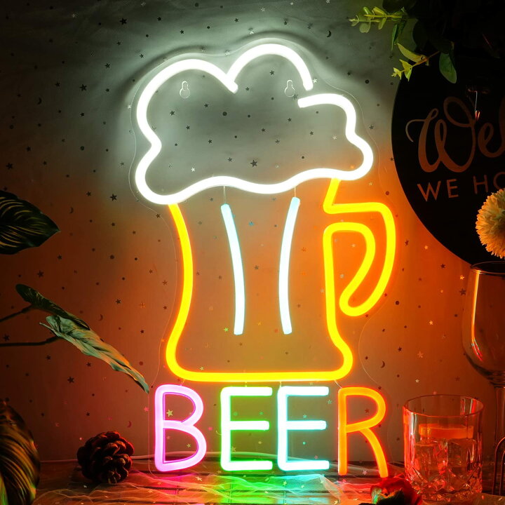 楽天市場】ネオンサイン ビール 壁掛け LEDネオンライト BEERネオン 