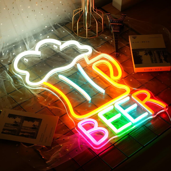 楽天市場】ネオンサイン ビール 壁掛け LEDネオンライト BEERネオン 