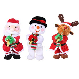 クリスマスおもちゃ 歌う 踊る おもちゃ サンタクロース 雪だるま クリスマスエルク ダンス サックス ギター 可愛い 面白い 動くクリスマスぬいぐるみ 電動玩具 LED発光 子供 おもちゃ 子供の日 誕生日 クリスマス プレゼント 電池式
