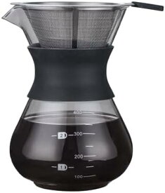 コーヒーサーバー コーヒードリッパー コーヒーカラフェセット コーヒードリップ器具 ホルダー コーヒードリッパー ステンレスフィルター プレゼント 耐熱ガラス（400ML）
