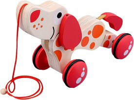 プルトイ 引っ張るおもちゃ 可愛い犬 木製 オーガニック 知育玩具 色認識 指先訓練 歩行練習 バランス感 赤ちゃん 子供 1歳 2歳 3歳 出産祝い 誕生日プレゼント