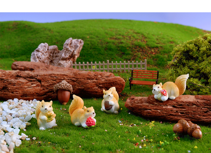 楽天市場】4個 リスの飾り 動物フィギュア 動物のフィギュア リスの