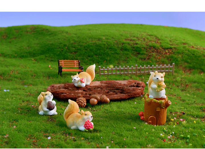 楽天市場】4個 リスの飾り 動物フィギュア 動物のフィギュア リスの