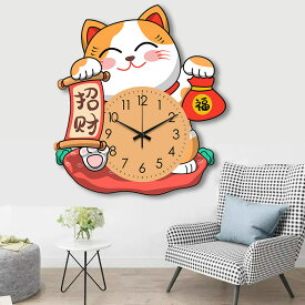 招き猫 壁掛け時計 掛け時計 カチカチ音を立てない サイレント オフィス トイレ ホテル 書斎用 かわいいねこ 猫