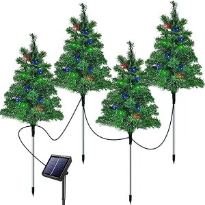 4個セット クリスマスツリー ソーラー ガーデンライト クリスマス 屋外 防水 自動点灯 消灯 省エネ クリスマス 飾り LEDライト 庭 雰囲気作り埋め込み 明るい 照明飾り おしゃれ ガーデンライ