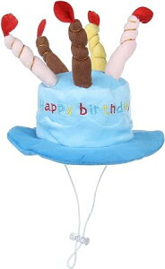 ドッグウェア ハッピーバースデー ケーキ型 お誕生日 ハット コスチューム ろうそく 帽子 犬猫用 ペット用【ブルー】【ピンク】