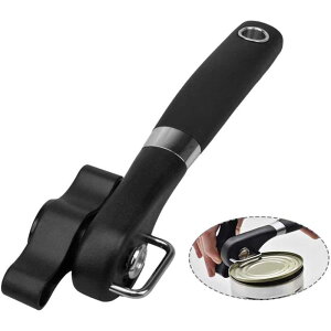 キッチン缶切りステンレス鋼 型缶きり 安全缶きり 安全滑らかなエッジ 回転缶切り 耐久性良い 人間工学 ブラック 缶切り