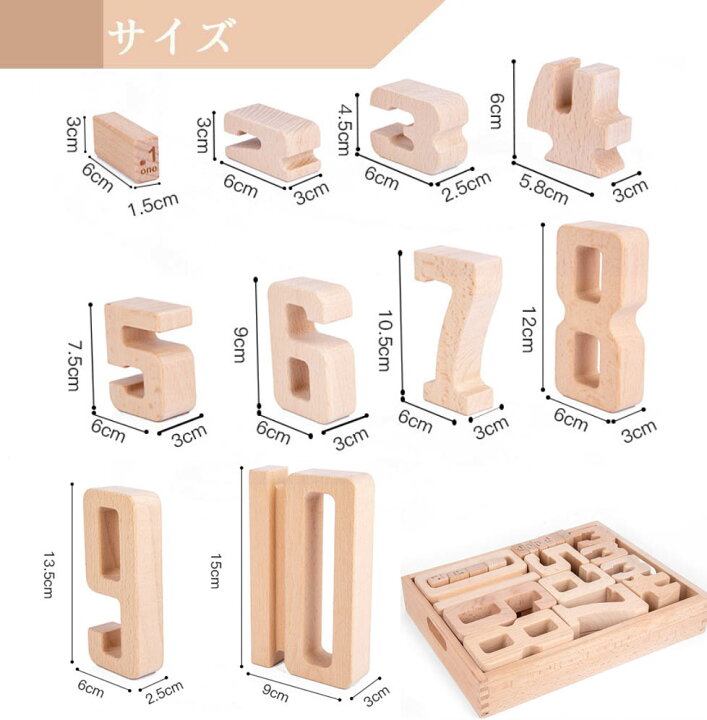 楽天市場】数字1-10 積み木 遊びながら数字を学ぶ 数学おもちゃ 知育 