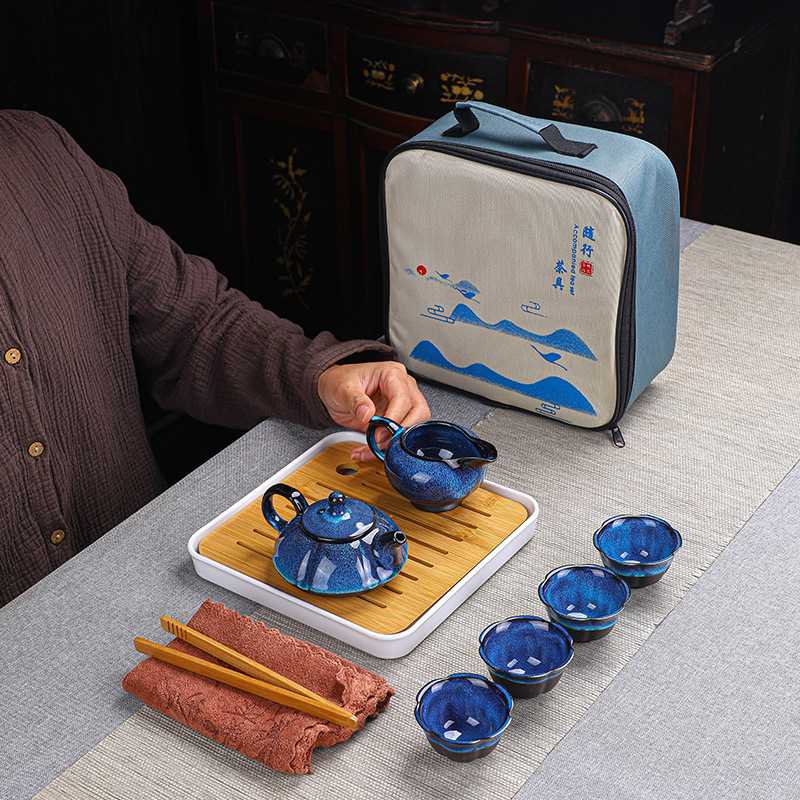 楽天市場】携帯用茶器セット 茶盤付き 12タイプ展開 茶芸 陶器 旅行